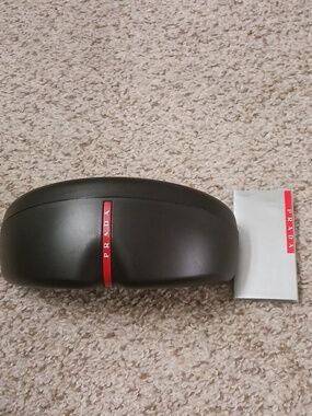 PRADA Sunglasses Hard Case Shell Black With Red Accent